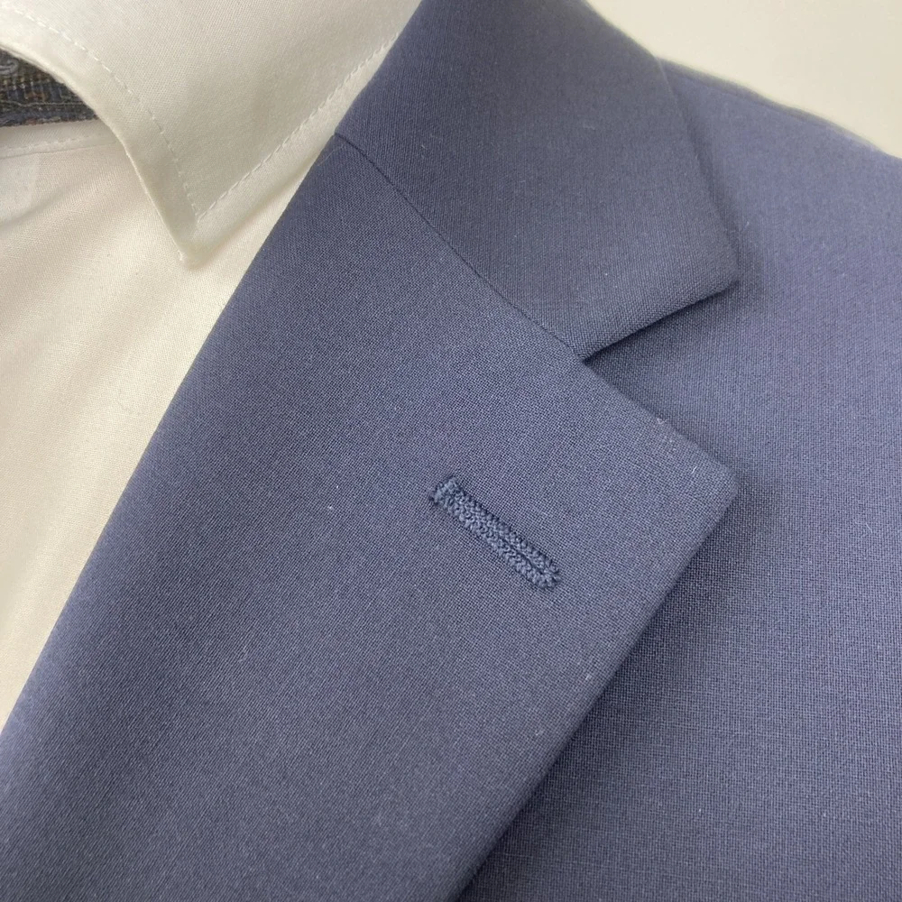 Calvin Klein Mens Slim fit Suit Jacket Blazer 46 R Navy Blue Solid Stretch‎